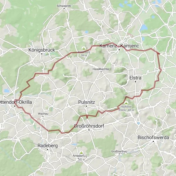 Karten-Miniaturansicht der Radinspiration "Gravel-Tour von Ottendorf-Okrilla nach Seifersdorf und zurück" in Dresden, Germany. Erstellt vom Tarmacs.app-Routenplaner für Radtouren