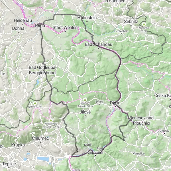 Map miniature of "Historic Saxon Switzerland Tour" cycling inspiration in Dresden, Germany. Generated by Tarmacs.app cycling route planner