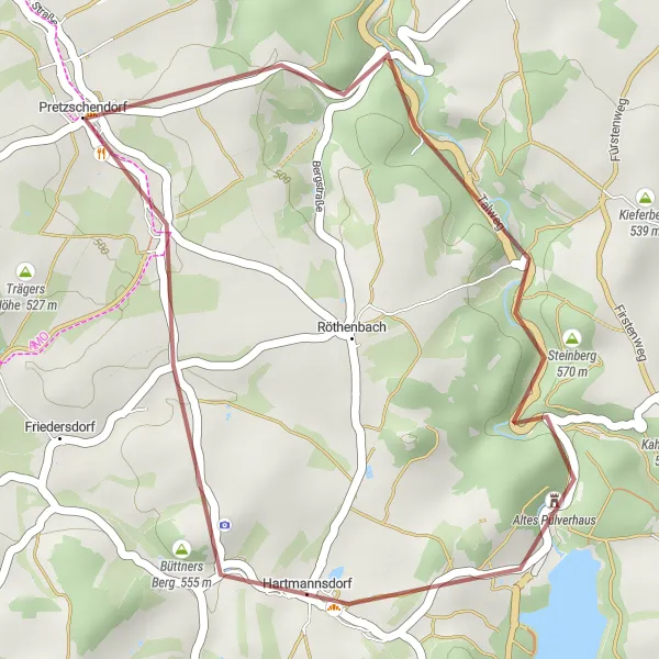 Map miniature of "Platte Gravel Loop" cycling inspiration in Dresden, Germany. Generated by Tarmacs.app cycling route planner