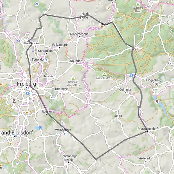 Map miniature of "Weißenborn Road Loop" cycling inspiration in Dresden, Germany. Generated by Tarmacs.app cycling route planner