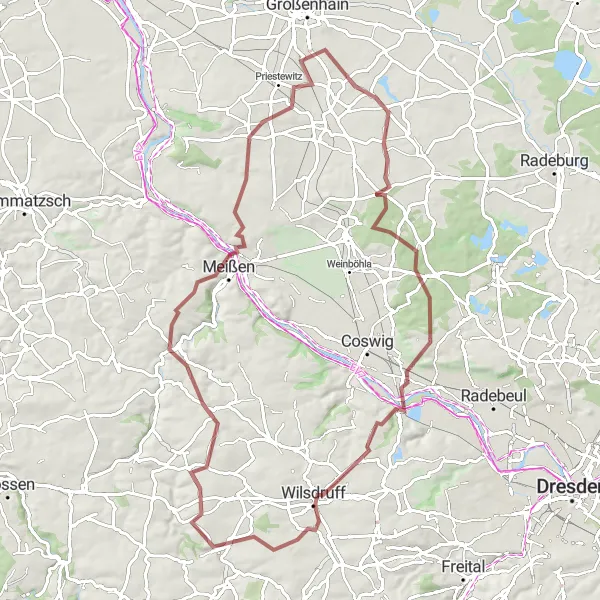 Map miniature of "Legendary Climbs and Historic Landmarks" cycling inspiration in Dresden, Germany. Generated by Tarmacs.app cycling route planner