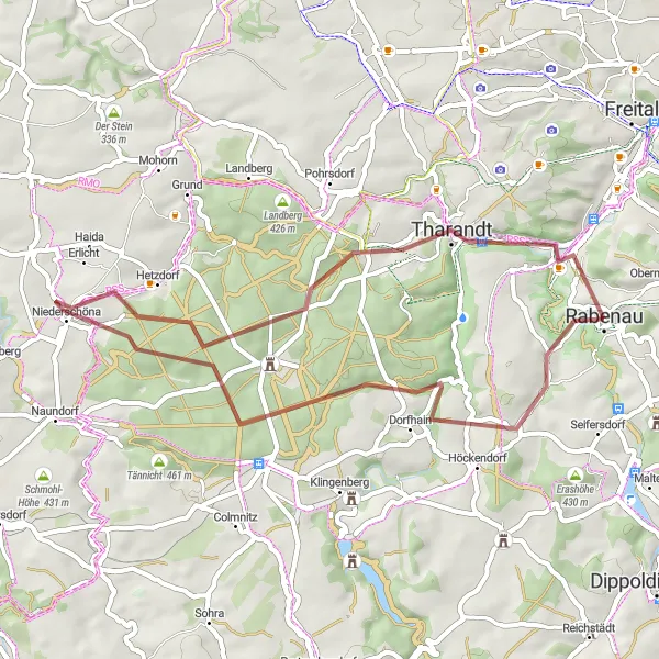 Karten-Miniaturansicht der Radinspiration "Rabenau - Schleife durch niederbayrische Region" in Dresden, Germany. Erstellt vom Tarmacs.app-Routenplaner für Radtouren