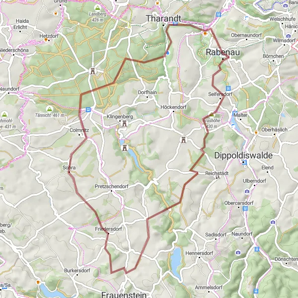 Map miniature of "Ultimate Gravel Challenge" cycling inspiration in Dresden, Germany. Generated by Tarmacs.app cycling route planner