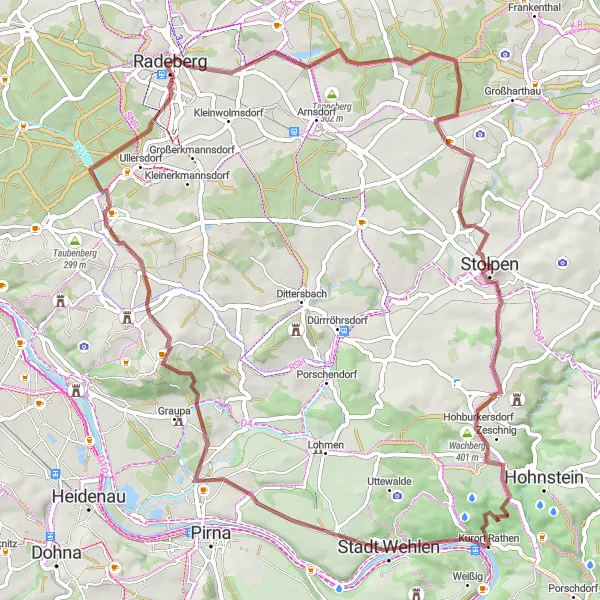 Map miniature of "Karschberg Adventure" cycling inspiration in Dresden, Germany. Generated by Tarmacs.app cycling route planner