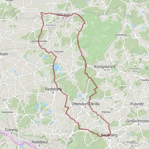 Map miniature of "Sauerbusch Gravel Adventure" cycling inspiration in Dresden, Germany. Generated by Tarmacs.app cycling route planner