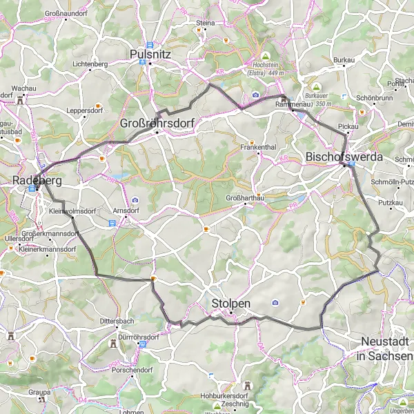 Map miniature of "Owl Tower Loop" cycling inspiration in Dresden, Germany. Generated by Tarmacs.app cycling route planner