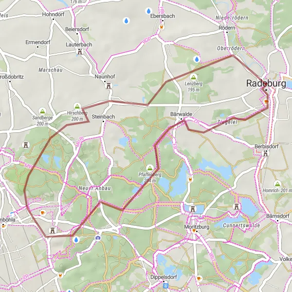 Karten-Miniaturansicht der Radinspiration "Kurze Gravel-Tour um Radeburg" in Dresden, Germany. Erstellt vom Tarmacs.app-Routenplaner für Radtouren