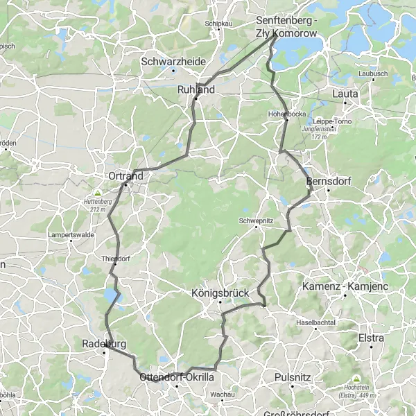 Karten-Miniaturansicht der Radinspiration "Herausfordernde Tour von Radeburg" in Dresden, Germany. Erstellt vom Tarmacs.app-Routenplaner für Radtouren