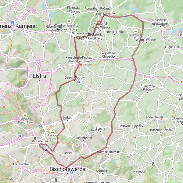 Karten-Miniaturansicht der Radinspiration "Abenteuerliche Gravelstrecke in der Nähe von Rammenau" in Dresden, Germany. Erstellt vom Tarmacs.app-Routenplaner für Radtouren