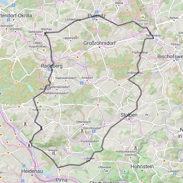 Map miniature of "Historical Treasures and Scenic Beauty" cycling inspiration in Dresden, Germany. Generated by Tarmacs.app cycling route planner