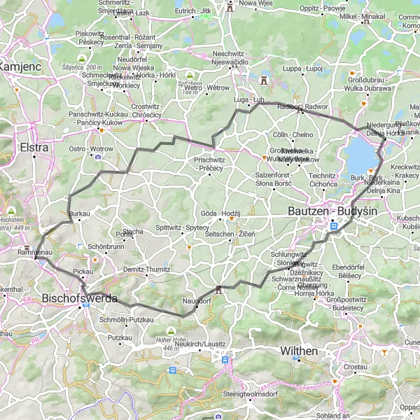Map miniature of "Scenic Road Ride" cycling inspiration in Dresden, Germany. Generated by Tarmacs.app cycling route planner