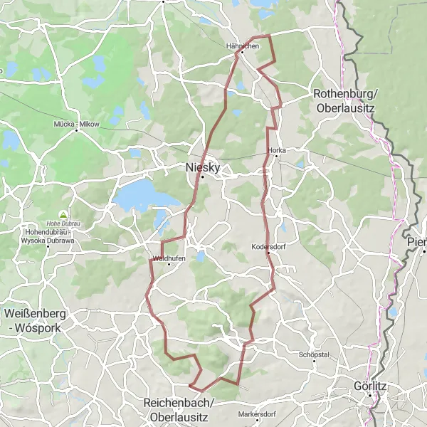 Map miniature of "Gravel Loop to Horka" cycling inspiration in Dresden, Germany. Generated by Tarmacs.app cycling route planner