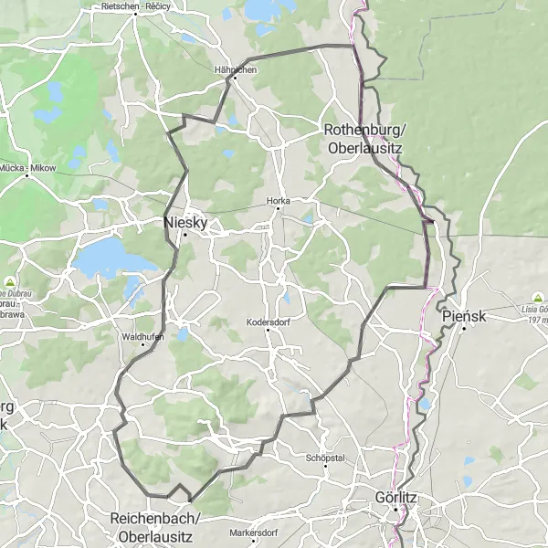 Map miniature of "Road Loop to Löbensmüh" cycling inspiration in Dresden, Germany. Generated by Tarmacs.app cycling route planner