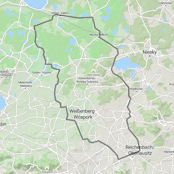 Map miniature of "Road Cycling Adventure: Reichenbach and Beyond" cycling inspiration in Dresden, Germany. Generated by Tarmacs.app cycling route planner