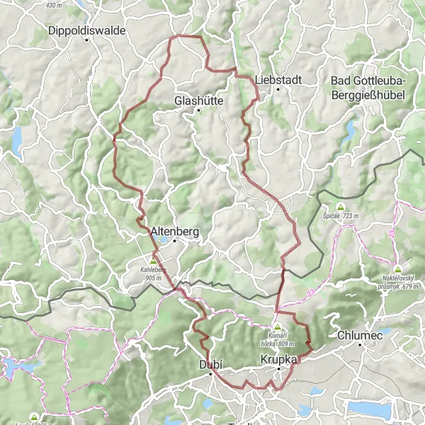 Map miniature of "Gravel Delight" cycling inspiration in Dresden, Germany. Generated by Tarmacs.app cycling route planner