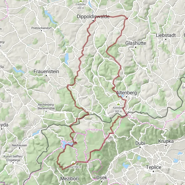 Karten-Miniaturansicht der Radinspiration "Rund um Reinhardtsgrimma - Cinovec" in Dresden, Germany. Erstellt vom Tarmacs.app-Routenplaner für Radtouren