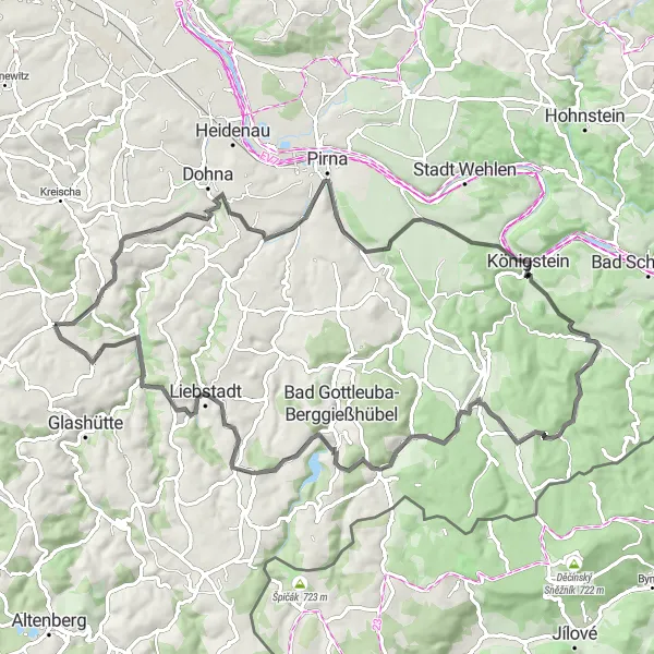 Karten-Miniaturansicht der Radinspiration "Bergtour durch malerische Landschaften" in Dresden, Germany. Erstellt vom Tarmacs.app-Routenplaner für Radtouren