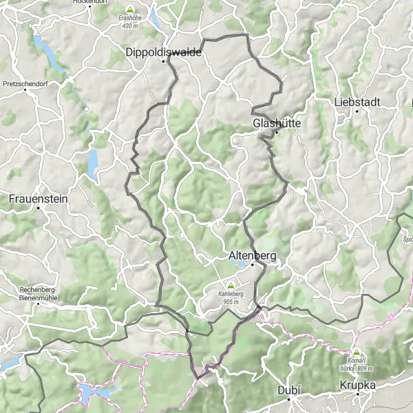 Map miniature of "The Enchanting Route" cycling inspiration in Dresden, Germany. Generated by Tarmacs.app cycling route planner