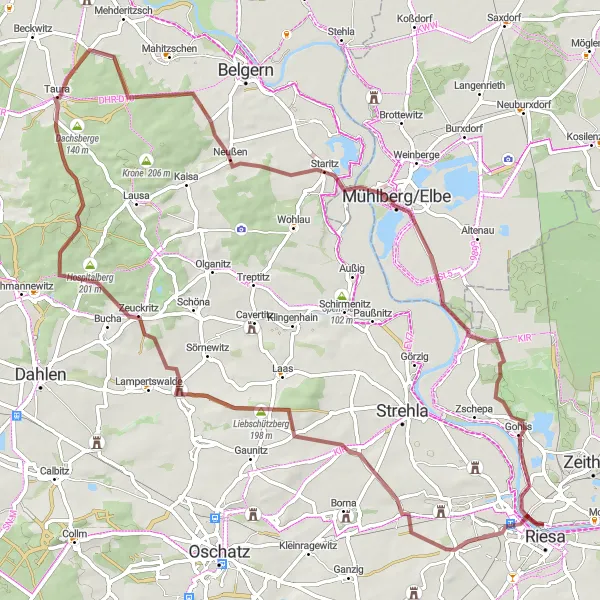 Map miniature of "Promnitz Adventure" cycling inspiration in Dresden, Germany. Generated by Tarmacs.app cycling route planner