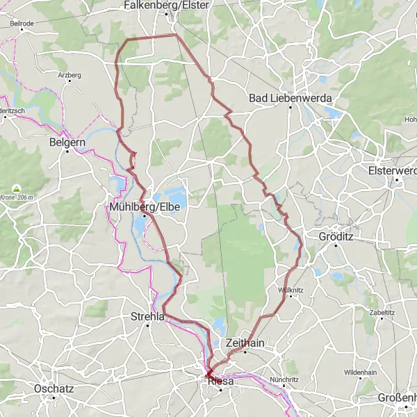 Map miniature of "The Hidden Gems" cycling inspiration in Dresden, Germany. Generated by Tarmacs.app cycling route planner