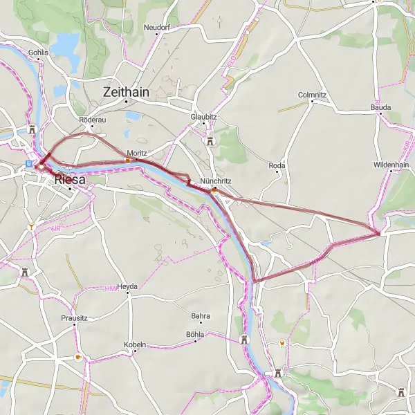 Karten-Miniaturansicht der Radinspiration "Entlang der Elbe und durch malerische Dörfer" in Dresden, Germany. Erstellt vom Tarmacs.app-Routenplaner für Radtouren