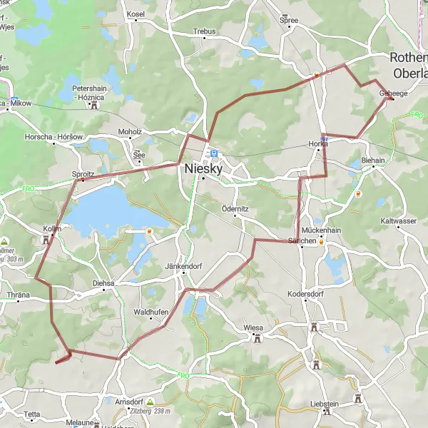 Karten-Miniaturansicht der Radinspiration "Graveltour um Rothenburg" in Dresden, Germany. Erstellt vom Tarmacs.app-Routenplaner für Radtouren