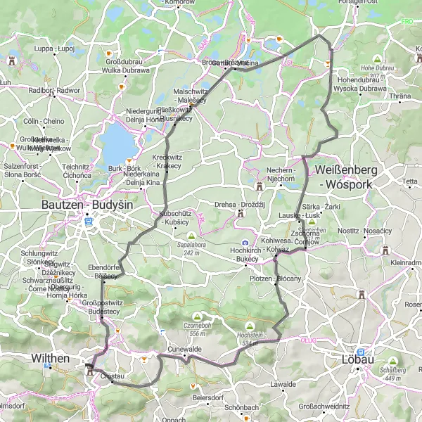 Map miniature of "Schirgiswalde Loop" cycling inspiration in Dresden, Germany. Generated by Tarmacs.app cycling route planner