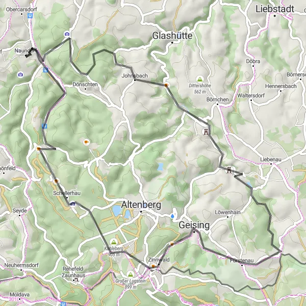 Karten-Miniaturansicht der Radinspiration "Panoramatische Road-Tour in der Nähe von Schmiedeberg" in Dresden, Germany. Erstellt vom Tarmacs.app-Routenplaner für Radtouren