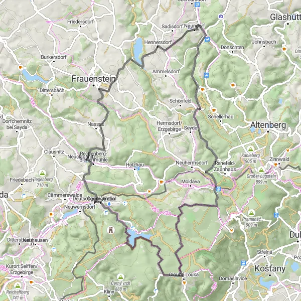 Karten-Miniaturansicht der Radinspiration "Höhenmeter sammeln um Schmiedeberg" in Dresden, Germany. Erstellt vom Tarmacs.app-Routenplaner für Radtouren
