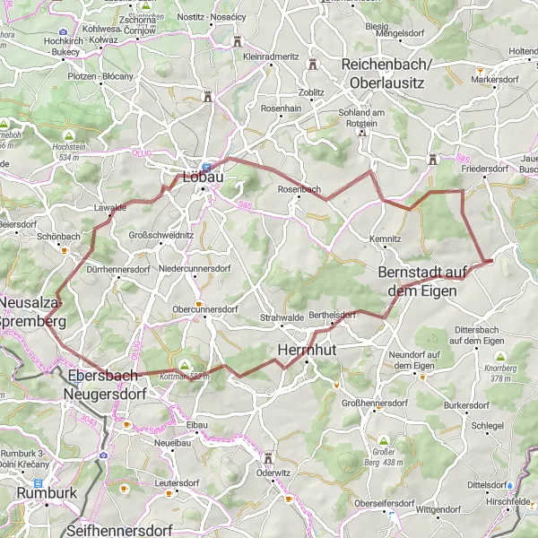 Map miniature of "The Bernstadt Loop" cycling inspiration in Dresden, Germany. Generated by Tarmacs.app cycling route planner