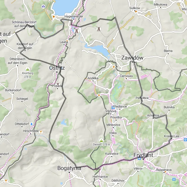 Karten-Miniaturansicht der Radinspiration "Rundweg durch die Oberlausitz" in Dresden, Germany. Erstellt vom Tarmacs.app-Routenplaner für Radtouren