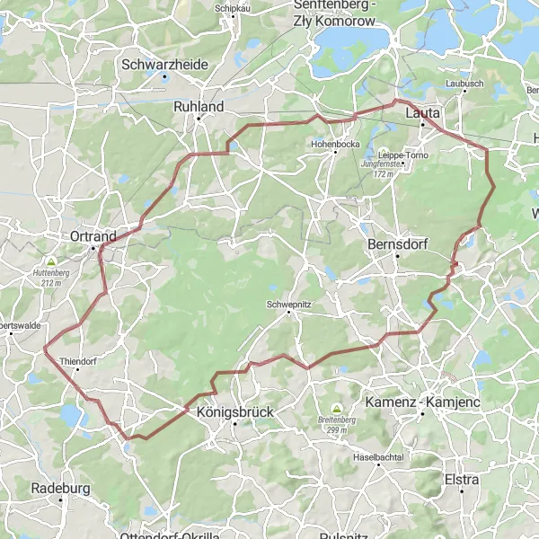 Map miniature of "Werbrigsberg Gravel Adventure" cycling inspiration in Dresden, Germany. Generated by Tarmacs.app cycling route planner