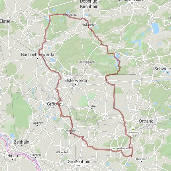 Map miniature of "Countryside Gravel Adventure" cycling inspiration in Dresden, Germany. Generated by Tarmacs.app cycling route planner