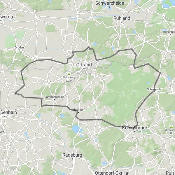 Map miniature of "Mühlberg Loop" cycling inspiration in Dresden, Germany. Generated by Tarmacs.app cycling route planner