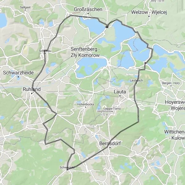 Karten-Miniaturansicht der Radinspiration "Große Runde durch die Lausitz" in Dresden, Germany. Erstellt vom Tarmacs.app-Routenplaner für Radtouren