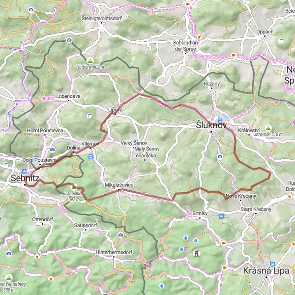 Karten-Miniaturansicht der Radinspiration "Rozhledna Tanečnice Rundweg" in Dresden, Germany. Erstellt vom Tarmacs.app-Routenplaner für Radtouren