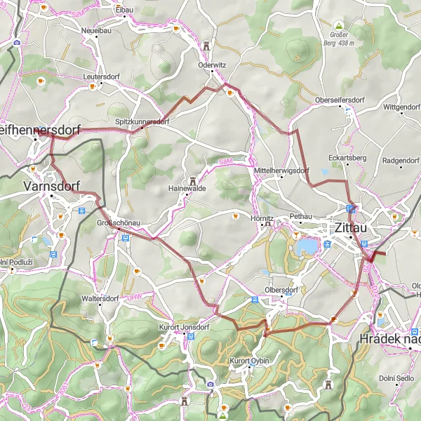 Karten-Miniaturansicht der Radinspiration "Gravelabenteuer Oberlausitz" in Dresden, Germany. Erstellt vom Tarmacs.app-Routenplaner für Radtouren