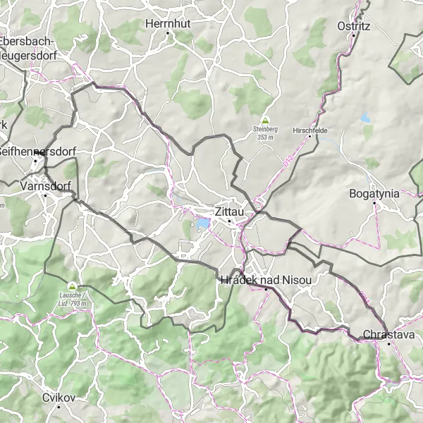 Map miniature of "Neueibau Loop" cycling inspiration in Dresden, Germany. Generated by Tarmacs.app cycling route planner