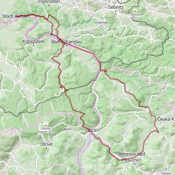 Karten-Miniaturansicht der Radinspiration "Abenteuerliche Gravel-Tour durch die Sächsische Schweiz" in Dresden, Germany. Erstellt vom Tarmacs.app-Routenplaner für Radtouren