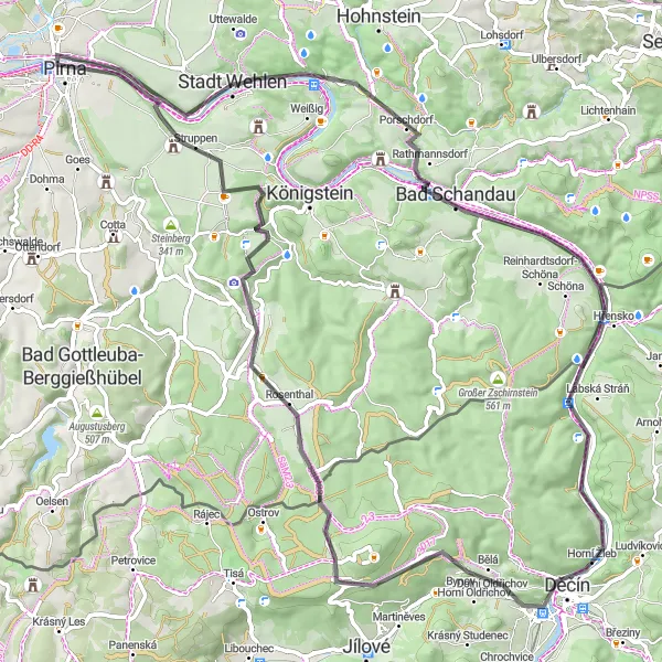 Karten-Miniaturansicht der Radinspiration "Panoramische Radtour entlang der Elbe" in Dresden, Germany. Erstellt vom Tarmacs.app-Routenplaner für Radtouren