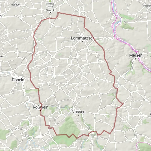 Map miniature of "Valleys and Vistas" cycling inspiration in Dresden, Germany. Generated by Tarmacs.app cycling route planner