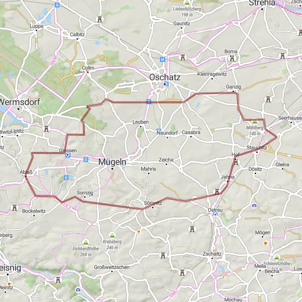 Map miniature of "The Clanzschwitz Gravel Adventure" cycling inspiration in Dresden, Germany. Generated by Tarmacs.app cycling route planner