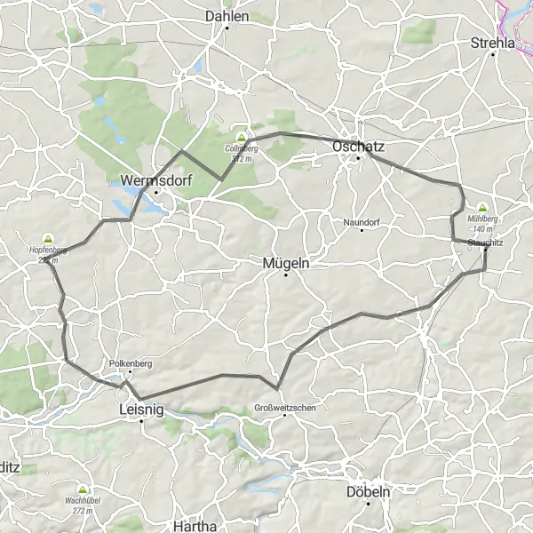 Map miniature of "Scenic Road Cycling" cycling inspiration in Dresden, Germany. Generated by Tarmacs.app cycling route planner