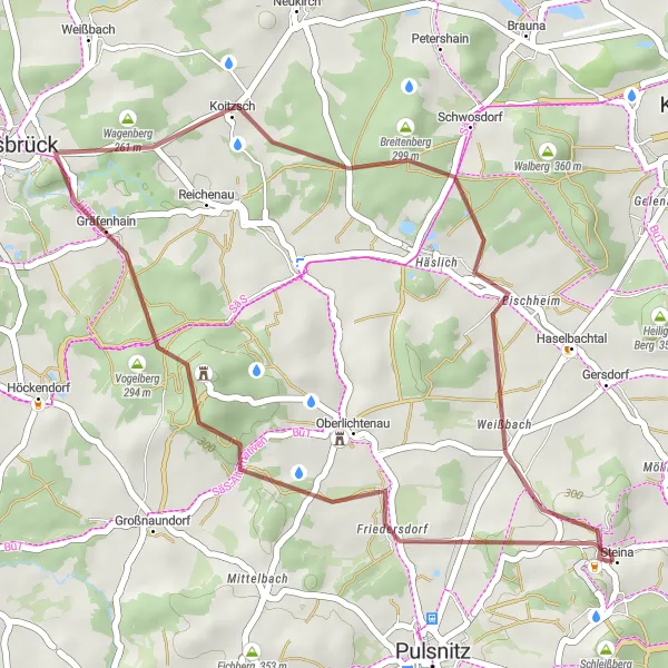Karten-Miniaturansicht der Radinspiration "Gravel-Runde um Oberlichtenau" in Dresden, Germany. Erstellt vom Tarmacs.app-Routenplaner für Radtouren