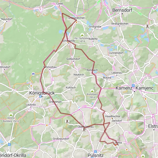 Map miniature of "Gravel Adventure to Ochsenberg" cycling inspiration in Dresden, Germany. Generated by Tarmacs.app cycling route planner