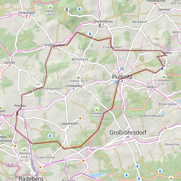 Karten-Miniaturansicht der Radinspiration "Gravel Tour um Steina" in Dresden, Germany. Erstellt vom Tarmacs.app-Routenplaner für Radtouren