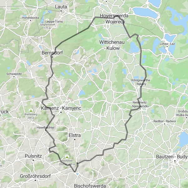 Karten-Miniaturansicht der Radinspiration "Radtour rund um Berndsdorf" in Dresden, Germany. Erstellt vom Tarmacs.app-Routenplaner für Radtouren