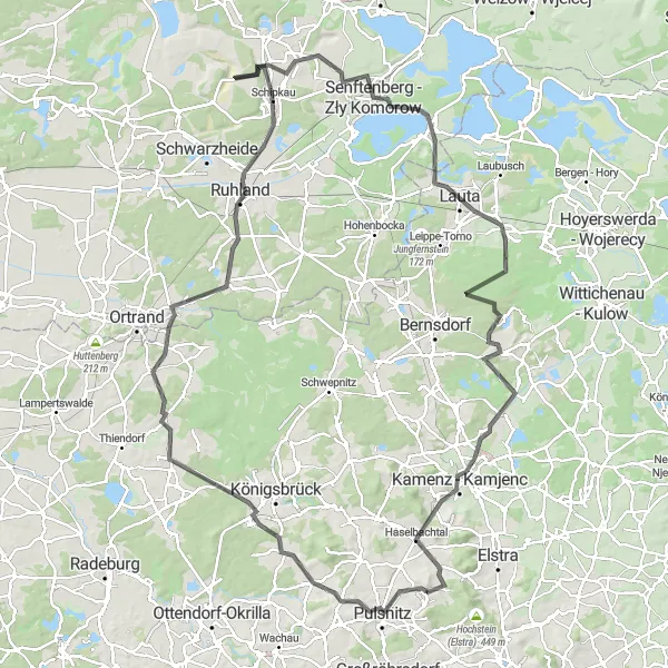 Karten-Miniaturansicht der Radinspiration "Road Tour um Steina" in Dresden, Germany. Erstellt vom Tarmacs.app-Routenplaner für Radtouren