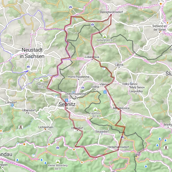 Map miniature of "Lobendava Loop" cycling inspiration in Dresden, Germany. Generated by Tarmacs.app cycling route planner