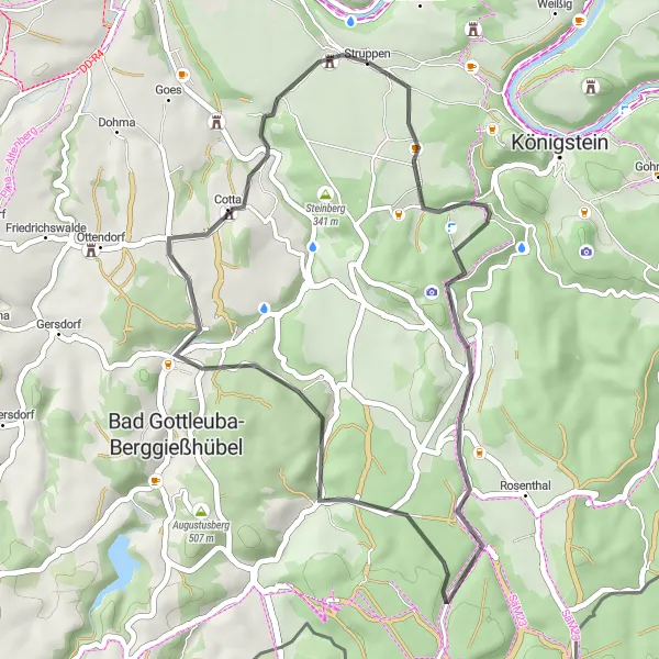 Map miniature of "Leupoldishain Circuit" cycling inspiration in Dresden, Germany. Generated by Tarmacs.app cycling route planner